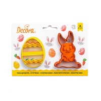 Cortadores de coelhinhos e ovos decorados - Decora - 2 unidades