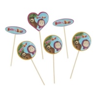 Picks para cupcakes de Masha e o Urso - 8 unidades