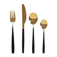Faqueiro bicolor dourado e preto - 24 peças