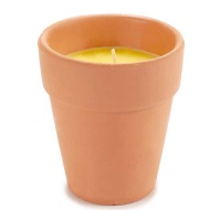 Vela perfumada de citronela em recipiente de barro de 8 cm