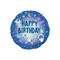 Balão do espaço exterior Feliz aniversário 45 cm - Anagrama