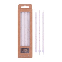 Velas longas brancas com purpurina rosa dourada 18 cm - PME - 16 unid.