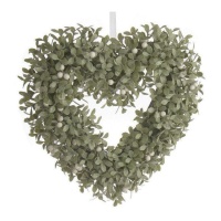 Grinalda de Natal com efeito de geada em forma de coração 35 cm