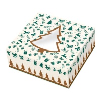Caixa para o bolo de Reis 28 x 28 x 7,5 cm com árvore de Natal