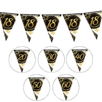 Galhardete de estrela preto e dourado 19 x 27 cm - 3 m