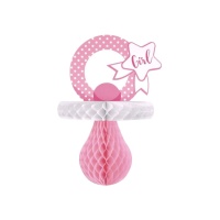 Pendente ninho em forma de chupeta cor-de-rosa de 30 cm