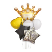 Bouquet de Corona dourado, preto e branco - 6 unidades