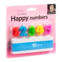 Velas de números - 10 unidades