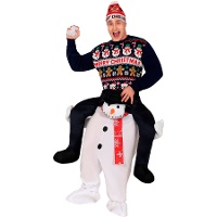 Fantasia de adulto às cavalitas de boneco de neve