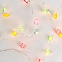 Grinalda com luzes de flores coloridas com chumbo a pilhas - 2,20 m