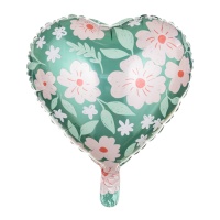 Balão de coração floral 45 cm - Partydeco
