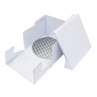 Caixa de bolo quadrada 20 x 20 x 15 cm com base de 1,1 cm - PME