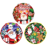 Pandeireta de plástico de 17 cm com decorações de Natal variadas