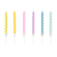 Velas em espiral de 8,5 cm em tons pastel - PartyDeco - 6 unidades