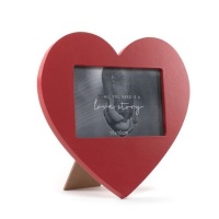 Moldura fotográfica de coração vermelho de madeira 23,5 x 19,5 cm - 1 pc.