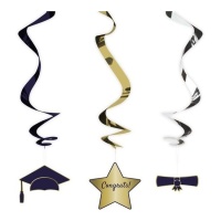 Pendente decorativo de graduação - 3 peças.