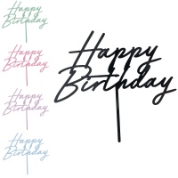 Topper de Happy Birthday em cores pastel de 16,5 cm