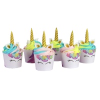 Conjunto de decoração de cupcakes de unicórnio - PME - 6 unidades