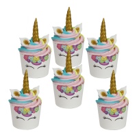 Conjunto decorativo para cupcake de Unicórnio - PME - 6 unidades