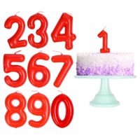 Vela numérica Bend vermelha de 6 cm - 1 peça