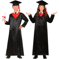 Fato de graduado preto e vermelho para criança