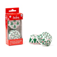 Forminhas de cupcake de azevinho e árvores de Natal - Decora - 36 unidades