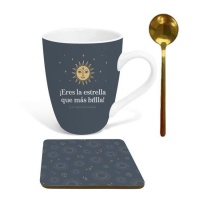 Caneca Star de 300 ml com colher e suporte para chávenas