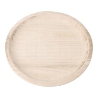 Tabuleiro decorativo circular de madeira 25,5 cm - DCasa
