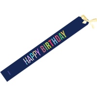 Faixa azul de Feliz Aniversário 150 x 10 cm