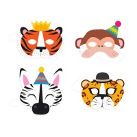 Máscaras de animais da selva - 6 pcs.