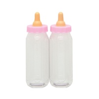 Biberão decorativo de plástico cor-de-rosa 13 x 4 cm - 2 unidades