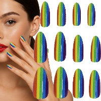 Unhas postiças arco-íris - kit com 12 unidades