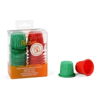 Forminhas mini franzidas vermelhas e verdes para cupcakes - Decora - 35 unidades