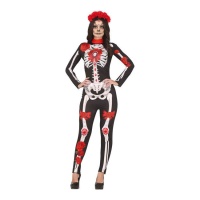 Fato de Catrina vermelho e preto para mulher