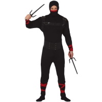 Fato ninja preto e vermelho para homens