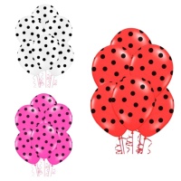 Balões de látex com pintas pretas 30 cm - PartyDeco - 50 unid.