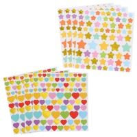 Autocolantes de formas coloridas em papel - 4 folhas