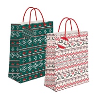 Saco de presente de 23 x 18 x 10 cm branco de Natal - 1 unidade