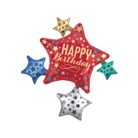 Balão silhueta estrela Happy Birthday de 81 x 88 cm - Anagram