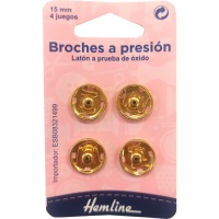 Botões de pressão banhados a ouro de 1,5 cm - Hemline - 4 pares