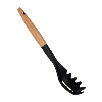 Colher para massas 33,5 cm preta com cabo de madeira