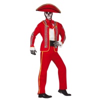 Fato vermelho do Dia dos Mortos para homem