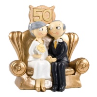 Figura para um bolo de casamento dourado de 16 cm