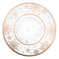 Bandeja de cartão redonda Rose Gold Snow 30 cm - 1 unid.