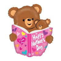 Balão Happy Mother's Day ursinho de peluche com livro 48 x 58 cm - Grabo