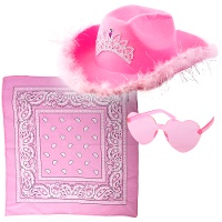 Conjunto rosa de vaqueira - 3 peças