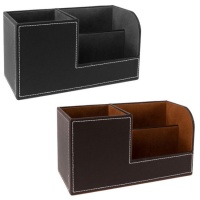 Organizador de controlo em pele 20,3 x 9,3 x 11 cm - 3 compartimentos