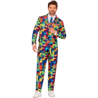 Fantasia de terno com blocos coloridos para homem