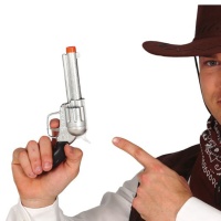 Pistola de cowboy de 22 cm revestida a prata