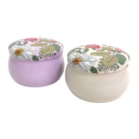 Caixa metálica 7 x 7 x 5 cm com flores redondas